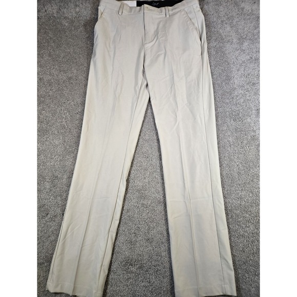 NWT GREG NORMAN Men's 32 X 34 Golf Pants Light Khaki Flat Front Microfiber - Picture 2 of 11
